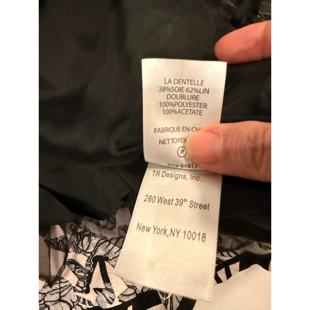 Tracy Reese Black Cream Floral Jacquard A-Line Midi Skirt with Tulle Lining 8 - Picture 11 of 11